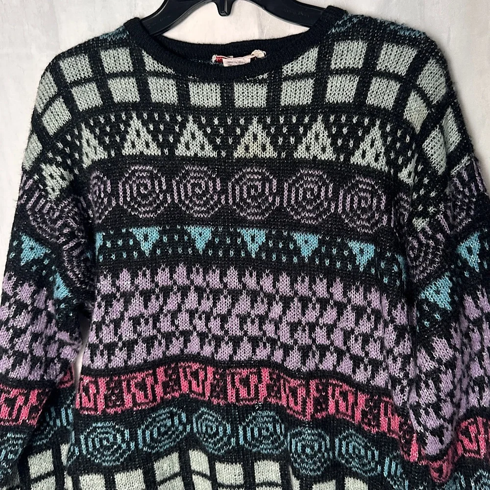 3/$20 💥 Vintage Lindsey Blake Wool Blend Cozy Geometric Print Crewneck‎ Sweater